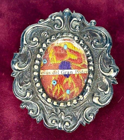 Reliekschrijn doos - Kristal, Metaal, Textiel - 1850-1900 -, Antiek en Kunst, Kunst | Niet-Westerse kunst