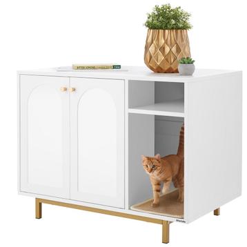 tectake Kattenkast Kalea, zij-ingang, incl. krabmat - wit/go beschikbaar voor biedingen