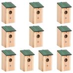 vidaXL Vogelhuisjes 10 st 12x12x22 cm massief vurenhout, Verzenden, Nieuw