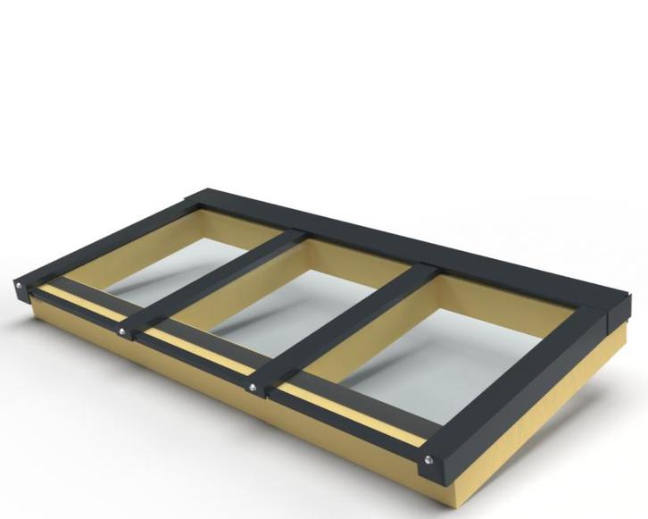 Zelfbouw lichtstraat 3 vak lessenaarsdak 2250x1000mm-BENG Va, Doe-het-zelf en Bouw, Dakpannen en Dakbedekking, Nieuw, Verzenden