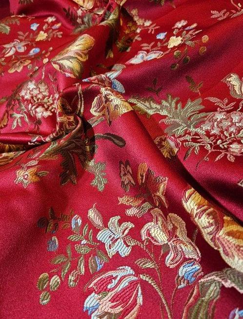San Leucio stoffen Bordeaux Jacquard Goud - 300x300cm -, Antiek en Kunst, Antiek | Tapijten, Tafelkleden en Textiel