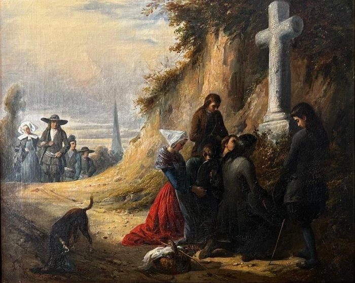 Alexandre Colin (1798-1875) - La processione, Antiquités & Art, Art | Peinture | Classique