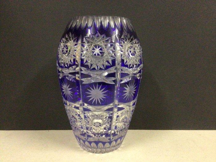 Vaas - Kristal - Bohemian - kobaltblauw, Antiek en Kunst, Curiosa en Brocante
