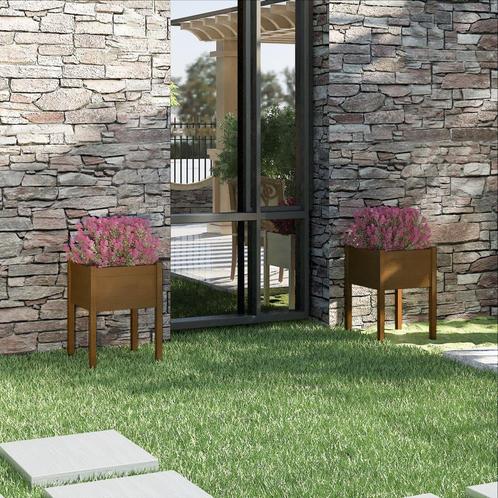 vidaXL Plantenbaken 2 st 50x50x70 cm massief grenenhout, Tuin en Terras, Bloempotten, Nieuw, Verzenden