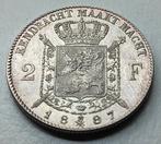 België. Leopold II. 2 Francs 1887 Vlaams - zeer zeldzaam in