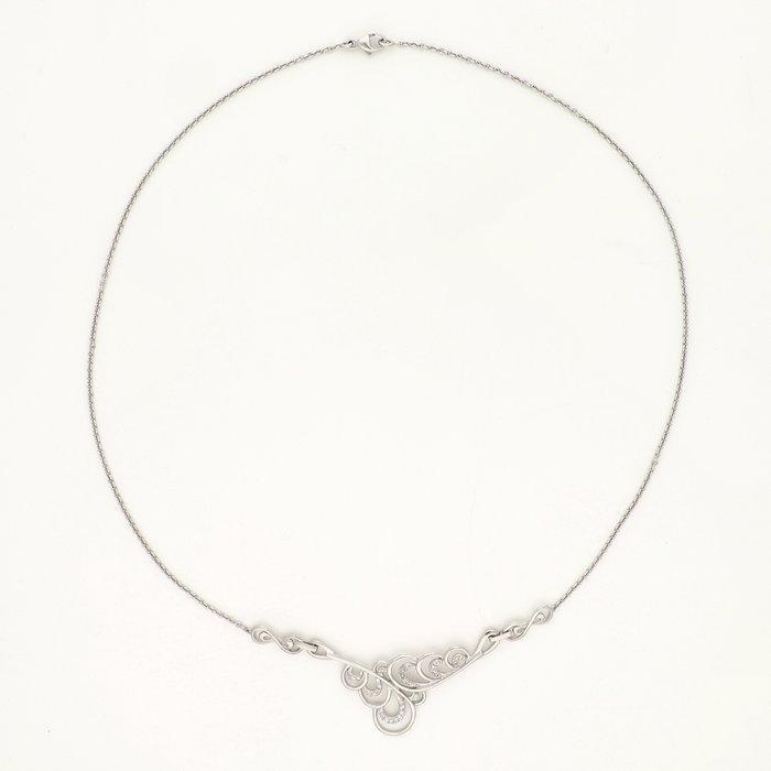 Halsketting - 18 karaat Witgoud Diamant (Natuurlijk), Handtassen en Accessoires, Kettingen