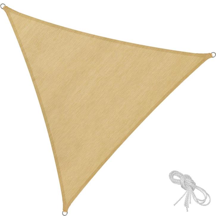 tectake Polyethyleen zonneluifel driehoekig beige - 4 x 4 x, Tuin en Terras, Zonneschermen, Verzenden
