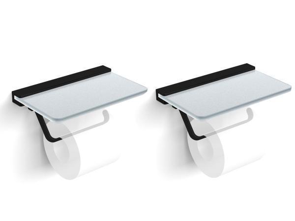 Veiling - 2x Beaux closetrolhouder met glazen planchet Ulis, Bricolage & Construction, Sanitaire