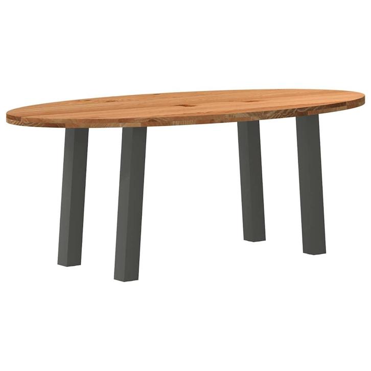 vidaXL Eettafel 200x100x74 cm ovaal massief eikenhout, Huis en Inrichting, Tafels | Eettafels, Nieuw, Verzenden