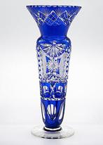 Haida Art Deco Faceted Cobalt Crystal Glass Vase 32 cm, 1920, Antiek en Kunst