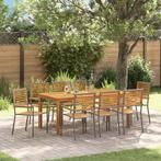 vidaXL Tuin Eettafel Set 9 pcs Grijs 180 x 90 x 75 cm, Tuin en Terras, Verzenden, Nieuw