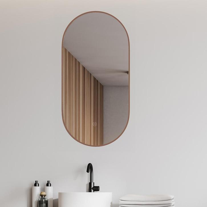 Spiegel Wiesbaden Nomi Ovaal Met LED en Spiegelverwarming, Doe-het-zelf en Bouw, Sanitair, Bad, Nieuw, Ophalen of Verzenden