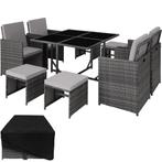 Wicker zitgroep Bilbao 4+4+1 met beschermhoes - grijs, Tuin en Terras, Tuinsets en Loungesets, Verzenden, Nieuw