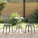 vidaXL 3-Delige Tuin Bistro Set in Zwart Gietaluminium, Verzenden, Nieuw