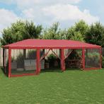 vidaXL Partytent met 12 mesh zijwanden 8x4 m HDPE rood, Tuin en Terras, Verzenden, Nieuw