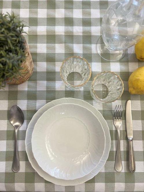 Élégante nappe française Vichy. Vert sauge. - Nappe  - 240, Antiek en Kunst, Antiek | Tapijten, Tafelkleden en Textiel