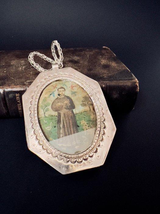 Zilver - Hanger - Achttiende-eeuws religieus hanger, Antiek en Kunst, Kunst | Niet-Westerse kunst