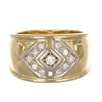 Ring - 18 karaat Geel goud, Witgoud - 0.04ct. tw. Diamant, Nieuw