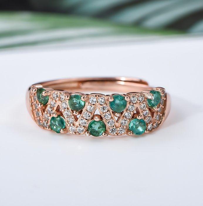 Zonder Minimumprijs - Ring Zilver - 0.45ct. tw. Smaragd, Handtassen en Accessoires, Ringen