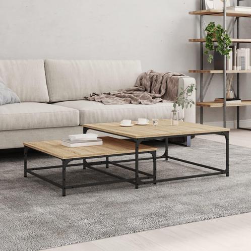 vidaXL 2-delige Tafeltjesset bewerkt hout sonoma, Huis en Inrichting, Tafels | Salontafels, Nieuw, Verzenden