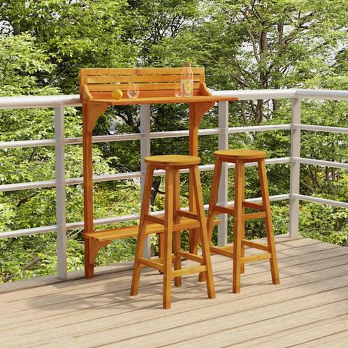 vidaXL 3-delige Balkonbarset massief acaciahout, Tuin en Terras, Tuinsets en Loungesets, Nieuw, Verzenden