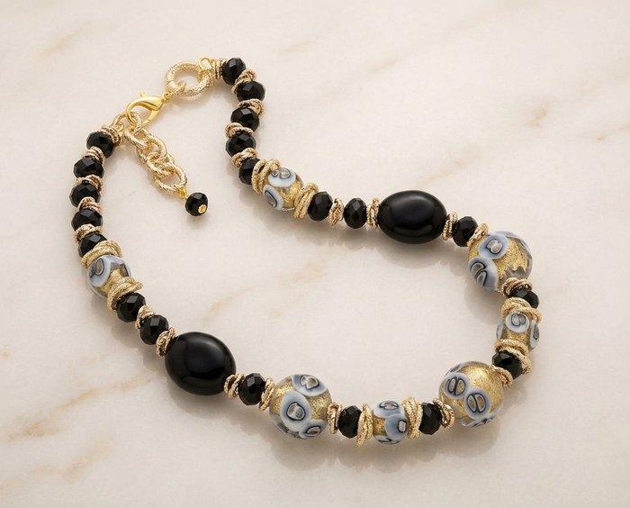 24 carats - verre de Murano, Or jaune - Collier - verre avec, Antiek en Kunst, Antiek | Glaswerk en Kristal