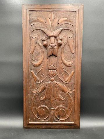 Reliëf, Exceptionnel Panneau Sculpté Ancien en Bois -