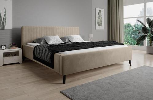Tweepersoonsbed - Beige - Velvet - 160x200 cm - Bedden, Huis en Inrichting, Slaapkamer | Bedden, Nieuw, 160 cm, Verzenden