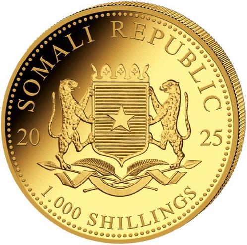Somalië. 1000 Schilling 2025 Somalia Elephant Elefant 1 oz, Postzegels en Munten, Edelmetalen en Baren