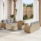 vidaXL 9-delig tuinset met kussens in beige poly riet en, Tuin en Terras, Tuinsets en Loungesets, Verzenden, Nieuw