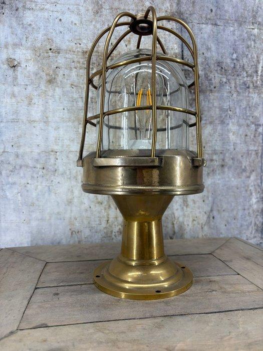 Scheepslamp - gegoten aluminium, Messing, Brons, Glas, Antiek en Kunst, Antiek | Wandborden en Tegels