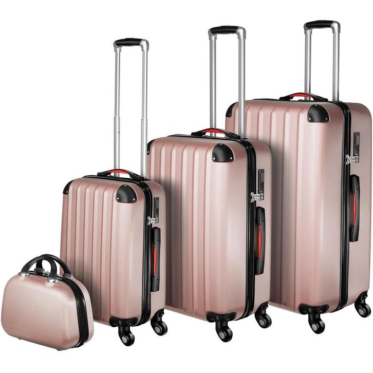 tectake Kofferset met beautycase 4-delig - roségoud, Handtassen en Accessoires, Uiterlijk | Cosmetica en Make-up, Verzenden