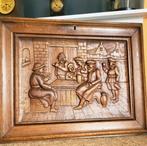 Wandbord - stoer solide dranken broeders. - eikenhout, Antiek en Kunst