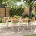 vidaXL 9-delige tuinset van massief teak, Tuin en Terras, Verzenden, Nieuw