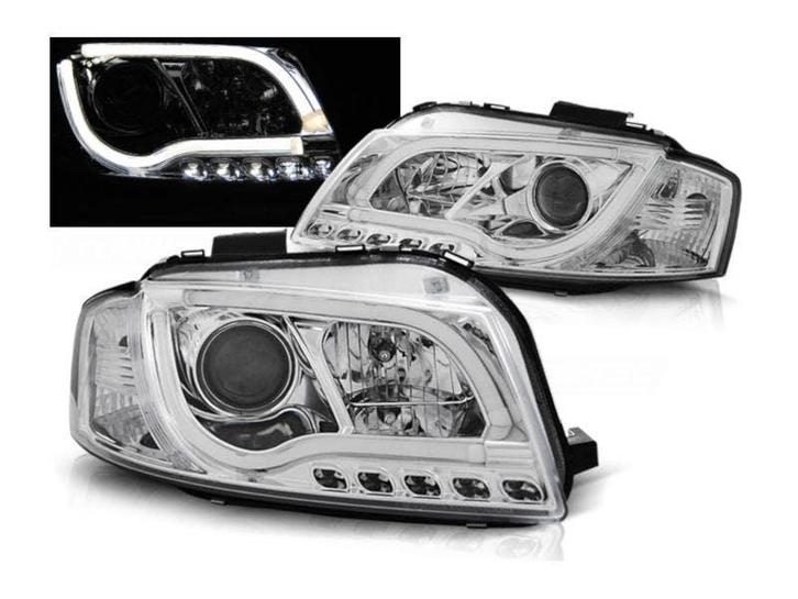 LED tube DRL koplampen Chrome geschikt voor Audi A3 8P, Auto-onderdelen, Verlichting, Nieuw, Audi, Verzenden