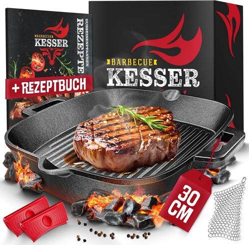 KESSER® Gietijzeren grillpan - Braadpan - Inductie - 30cm -, Huis en Inrichting, Woonaccessoires | Overige, Verzenden