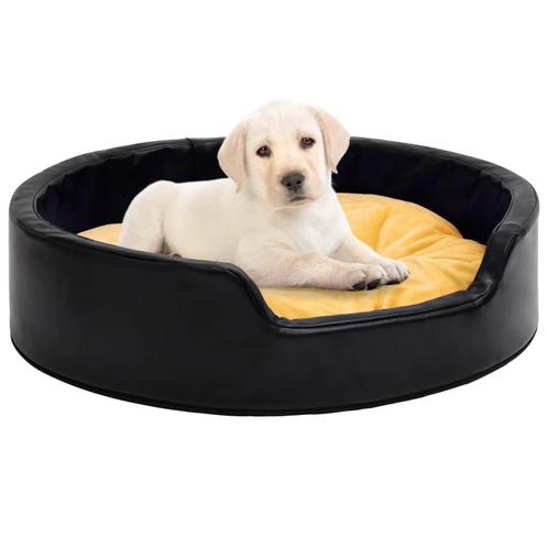 vidaXL Lit pour chiens Noir et jaune 99x89x21 cm Peluche, Animaux & Accessoires, Accessoires pour chiens, Neuf, Envoi