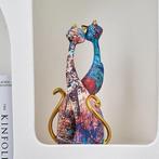 Beeldje - Pair of multicolored cats (2) - Hars