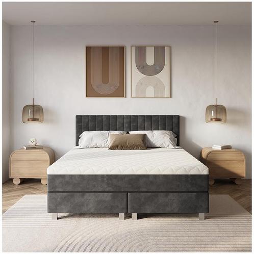 Boxspring Velvet - Antraciet - 2-persoons | 180 x 200 cm |, Huis en Inrichting, Slaapkamer | Boxsprings, Grijs, Nieuw, Verzenden