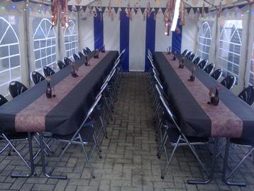 Verhuur van tafels, stoelen, statafels, glazen en verwarmers beschikbaar voor biedingen
