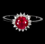 Zonder minimumprijs - Ring Zilver Robijn, Handtassen en Accessoires, Ringen, Nieuw