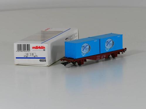 Schaal H0 Märklin 4659 Containerwagon met 2 containers R.., Hobby & Loisirs créatifs, Trains miniatures | HO, Wagon, Enlèvement ou Envoi
