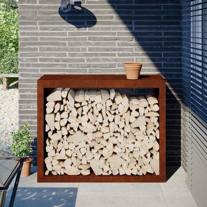 vidaXL Brandhoutrek 100x40x80 cm weervast staal, Jardin & Terrasse, Bois de chauffage, Envoi