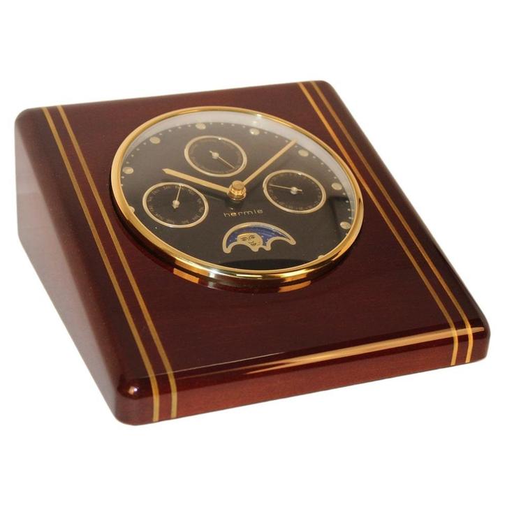 Luxe Bureauklok incl. Kalenderweergave - Mahonie Tafelklok, Huis en Inrichting, Woonaccessoires | Klokken, Analoog, Wekker of Tafelklok