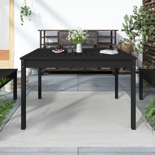 vidaXL Table de jardin noir 121x82,5x76 cm bois massif, Tuin en Terras, Tuinsets en Loungesets, Verzenden