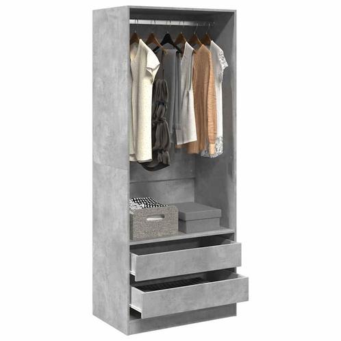 vidaXL Kledingkast 80x50x200 cm bewerkt hout betongrijs, Huis en Inrichting, Kasten | Kleerkasten, Nieuw, Verzenden