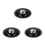 Spots inbouw Inbouwspot Bjorn 1 Rond zwart set 3 stuks, Huis en Inrichting, Verzenden, Nieuw