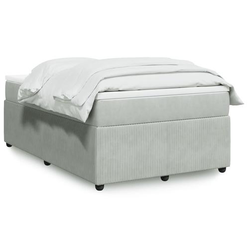 vidaXL Boxspring met matras fluweel lichtgrijs 120x200 cm, Huis en Inrichting, Slaapkamer | Bedden, Nieuw, Verzenden