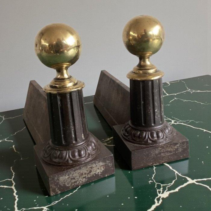 Vuurbok (2) - Napoleon III-stijl, 20e eeuw - Messing,, Antiquités & Art, Antiquités | Autres Antiquités