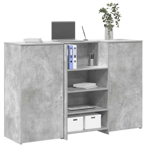vidaXL Receptiebalie 155x50x103,5 cm bewerkt hout betongrijs, Huis en Inrichting, Bureaus, Nieuw, Verzenden